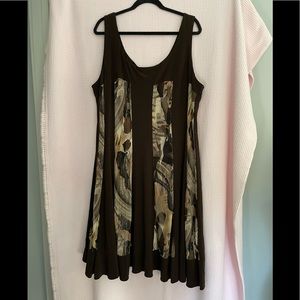 R & M RICHARDS WOMAN Dark Brown and Tan Sleeveless Dress.  Size 24W.